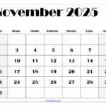 Printable November 2025 Calendar Word Denise Dawes