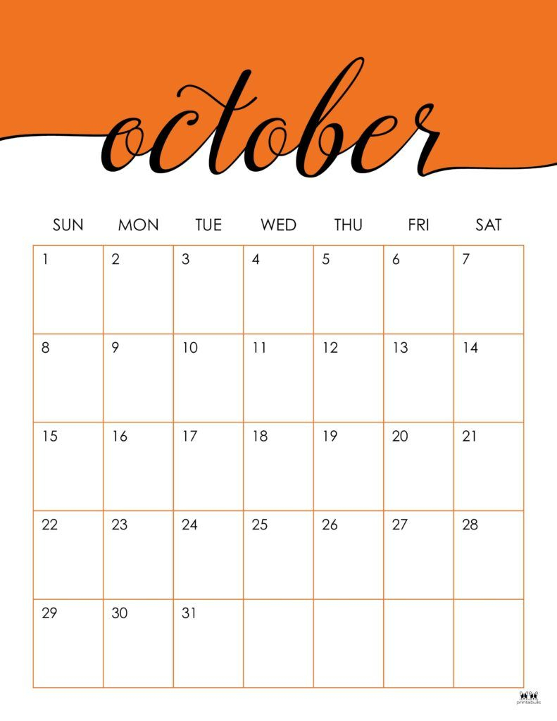 Printable October 2023 Calendar 12 Cute Calendar Print Calendar 
