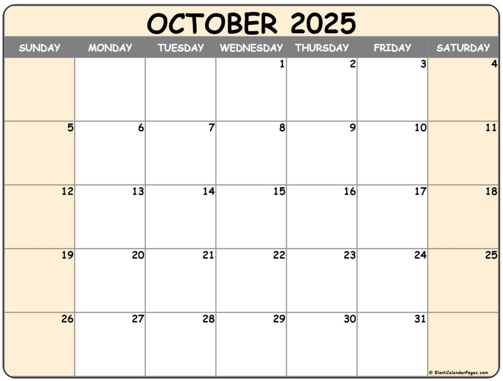 Printable October Calendar Page At Tanailaniblog Blog