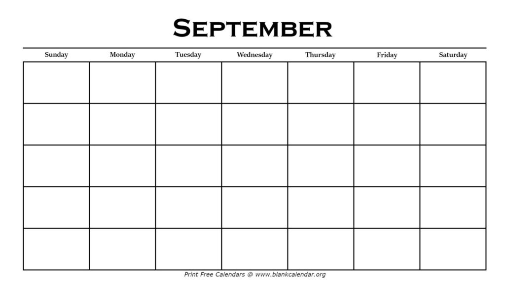 Printable September Calendars Blank Calendar