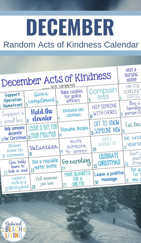 Random Acts Of Kindness Calendar For December Natural Beach Living