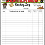 Reading Log September Reading Logs September And Literacy