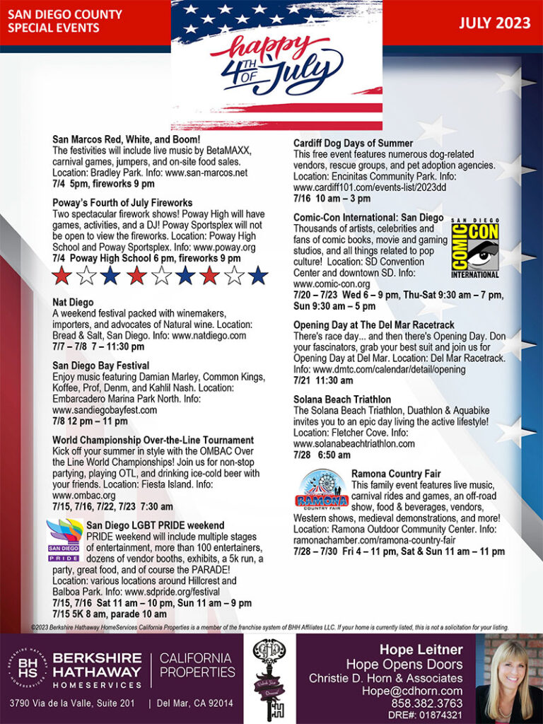 San Diego Calendar Of Events July 2023