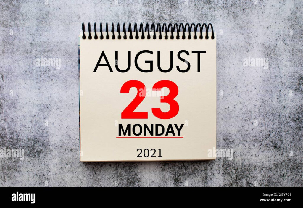 Save The Date Written On A Calendar August 23 Stock Photo Alamy