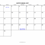 September 1957 Calendar