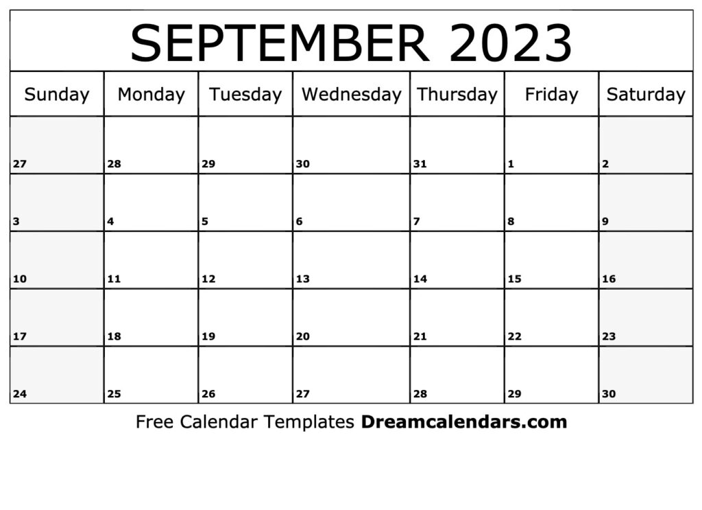 September 2023 Calendar Free Printable Calendar Templates September 