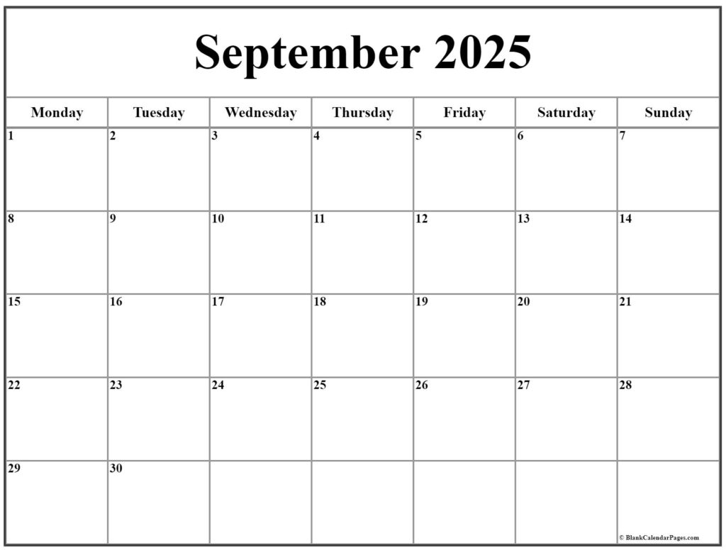 September 2023 Monday Calendar Monday To Sunday