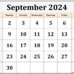 September 2024 Calendar Free Printable Calendars