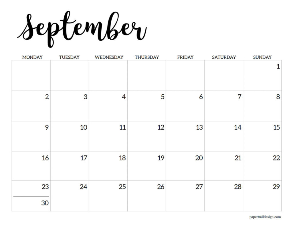 September 2024 Calendar Monday Start Date Van Lilian