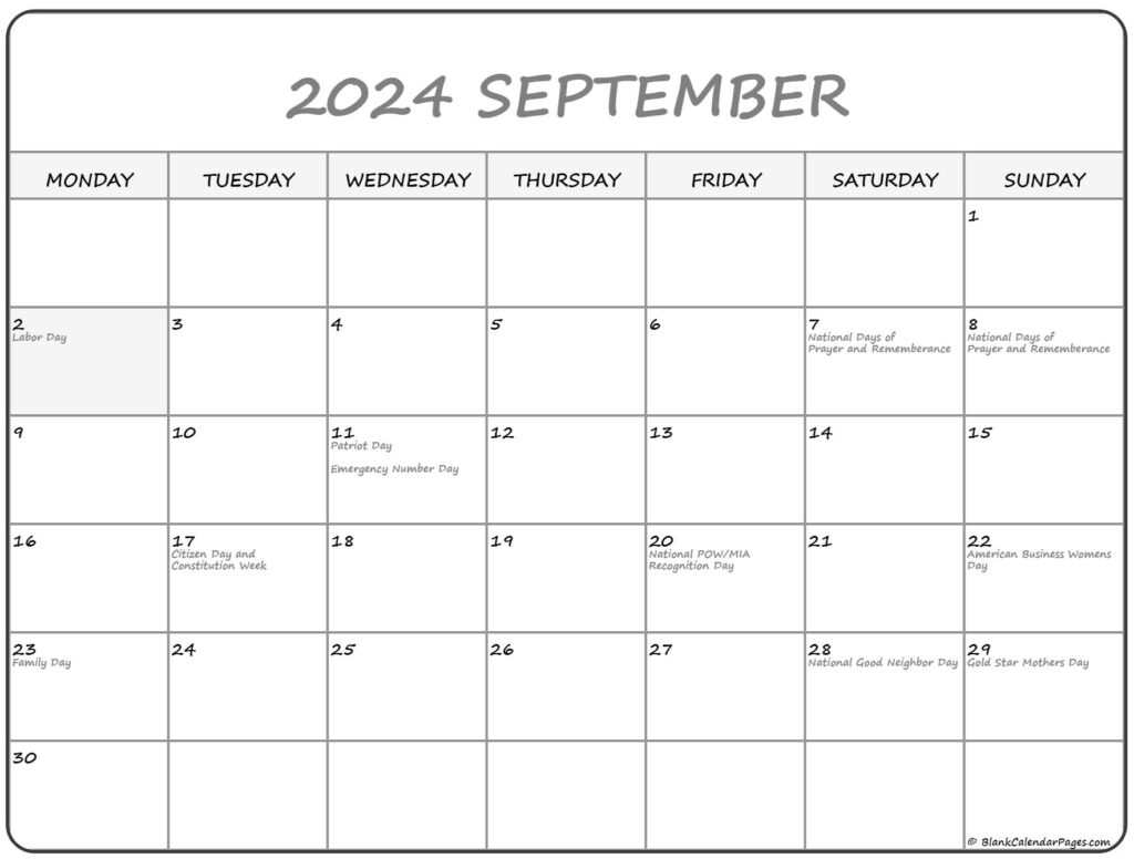 September 2024 Calendar Printable Monday Startek Company Gabi Myranda