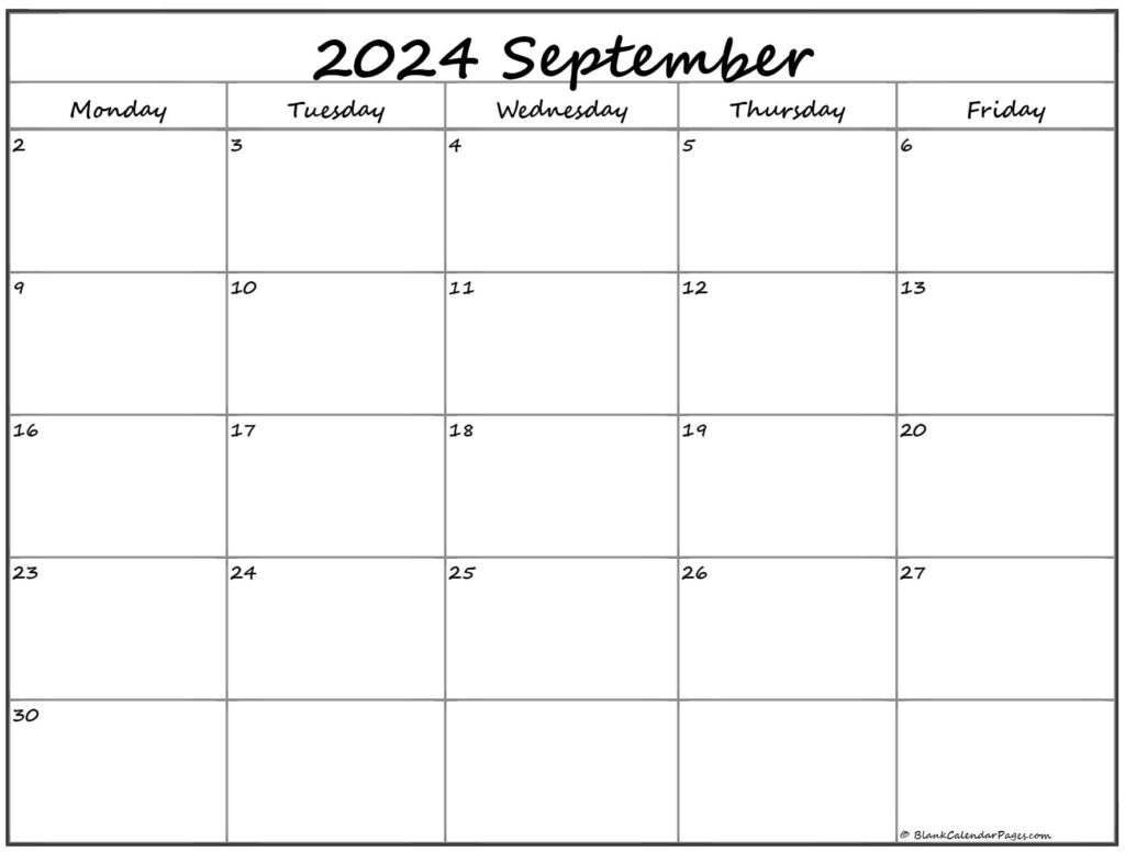 September 2024 Monday Calendar Monday To Sunday