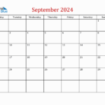 September 2024 Simple Calendar With Monday Start
