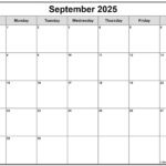 September 2025 Calendar Free Printable Calendars