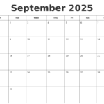 September 2025 Printable Calendar