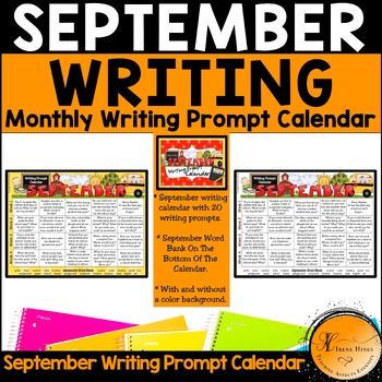 September Back To School Writing Prompt Calendar Monthly Journal 