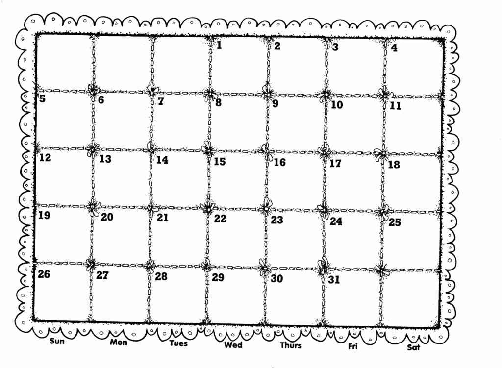 September Calendar Clip Art Black And White