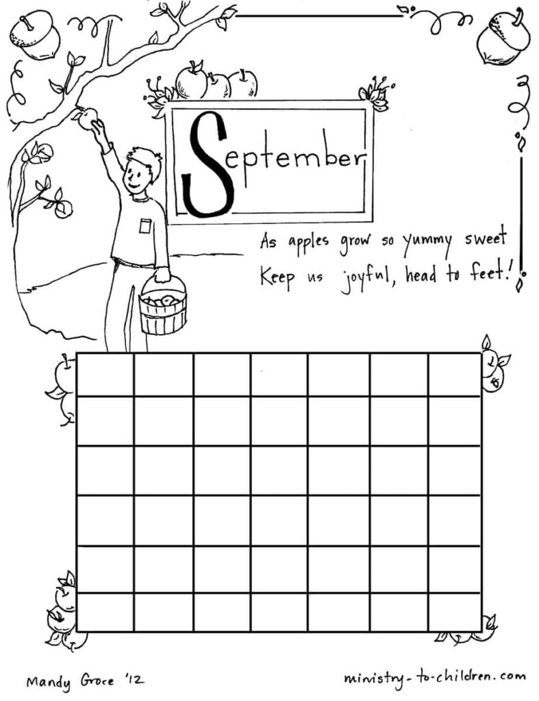 September Calendar Coloring Page