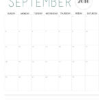 September Calendar For Kindergarten