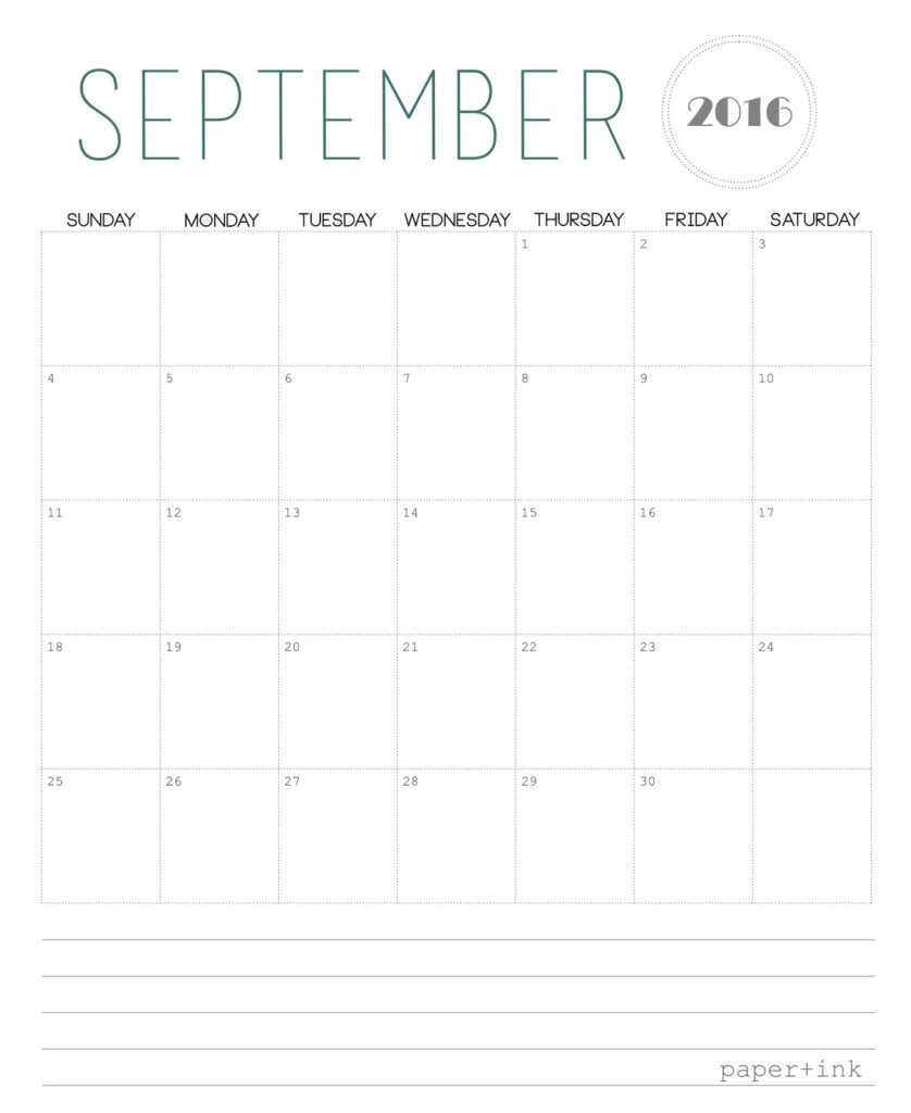 September Calendar For Kindergarten