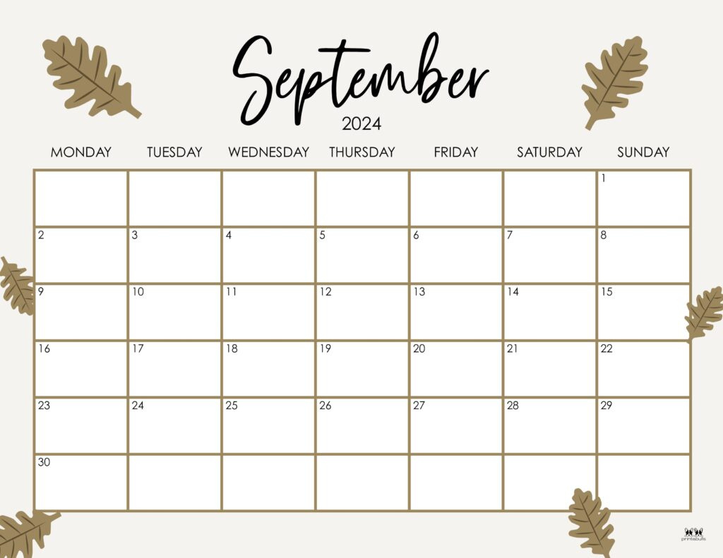 September Calendar Printable 2024 Printable Calendar 2025