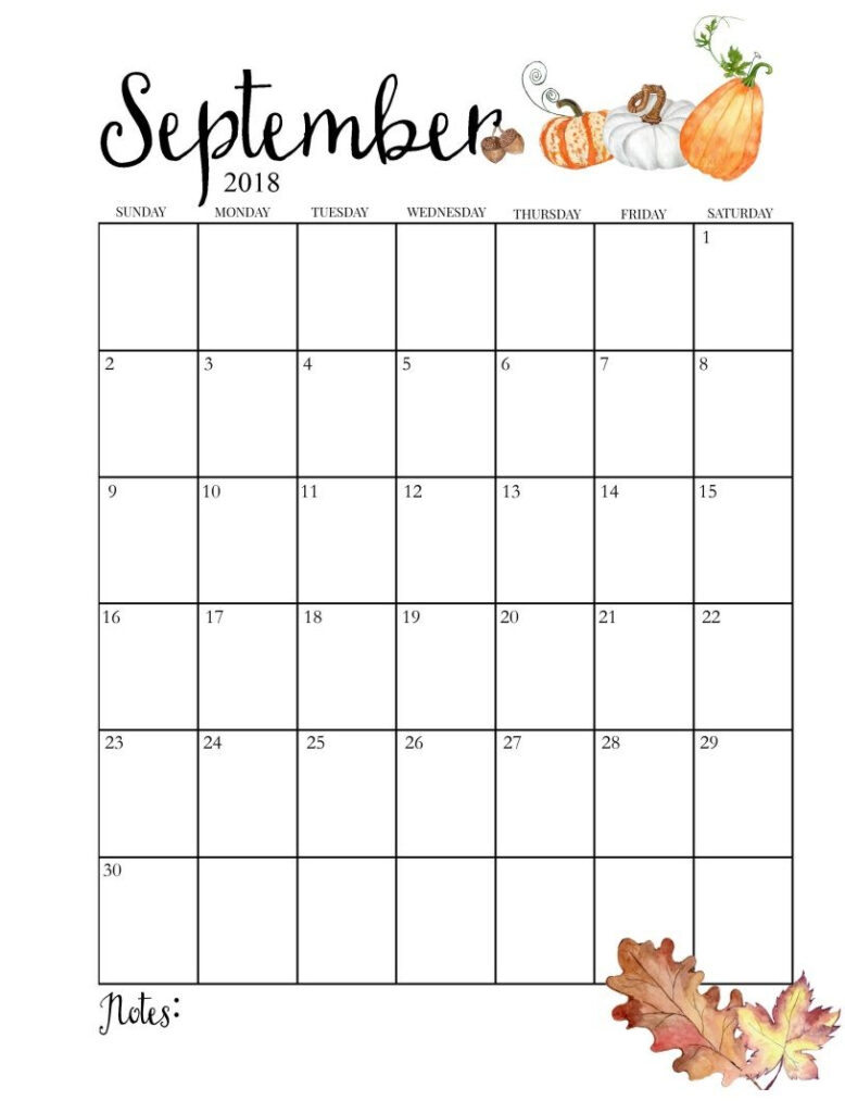 September Calendar Printable For Kindergarten