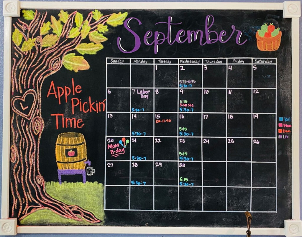 September Chalkboard Calendar Organize Your Month