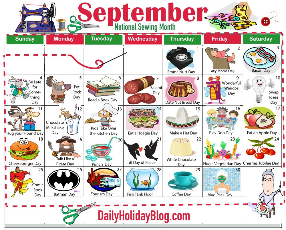 September Holiday Calendar Holiday Calendar Weird Holidays National 