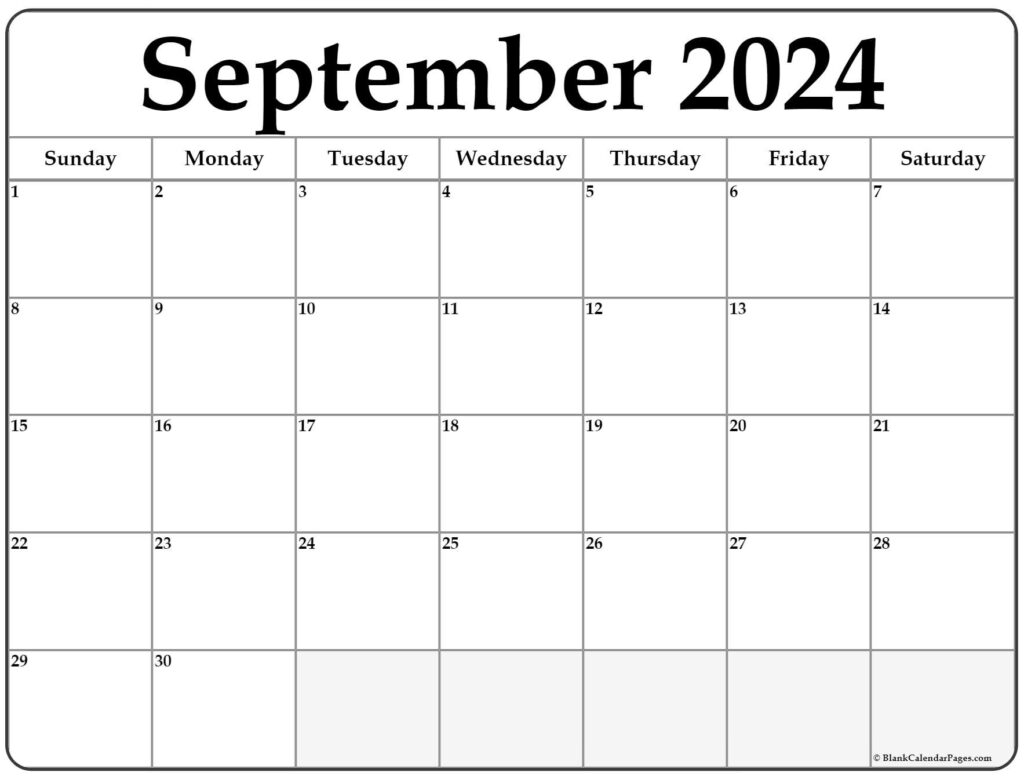 September Monthly Calendar 2024 Printable Glenda Darlleen