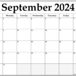 September Monthly Calendar 2024 Printable Glenda Darlleen