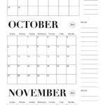 September October November 2019 Calendar With Notes Free Printable