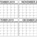 September To December Calendar