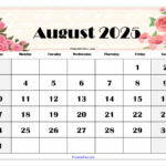 Show Me A Picture Of August 2025 Calendar Printable Indiana J Fairfax
