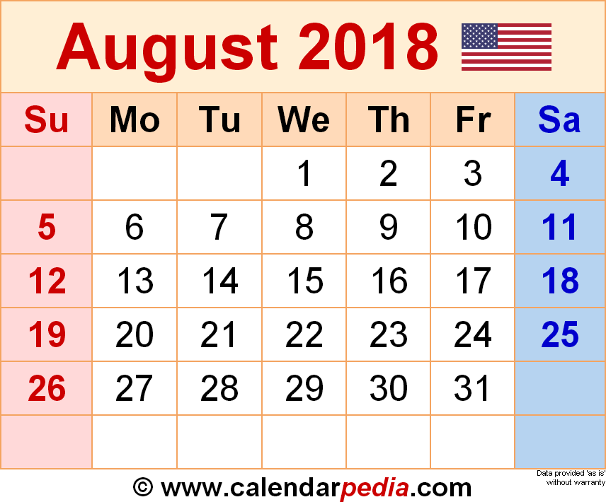 Show Me The Calendar For August Renie Charmain