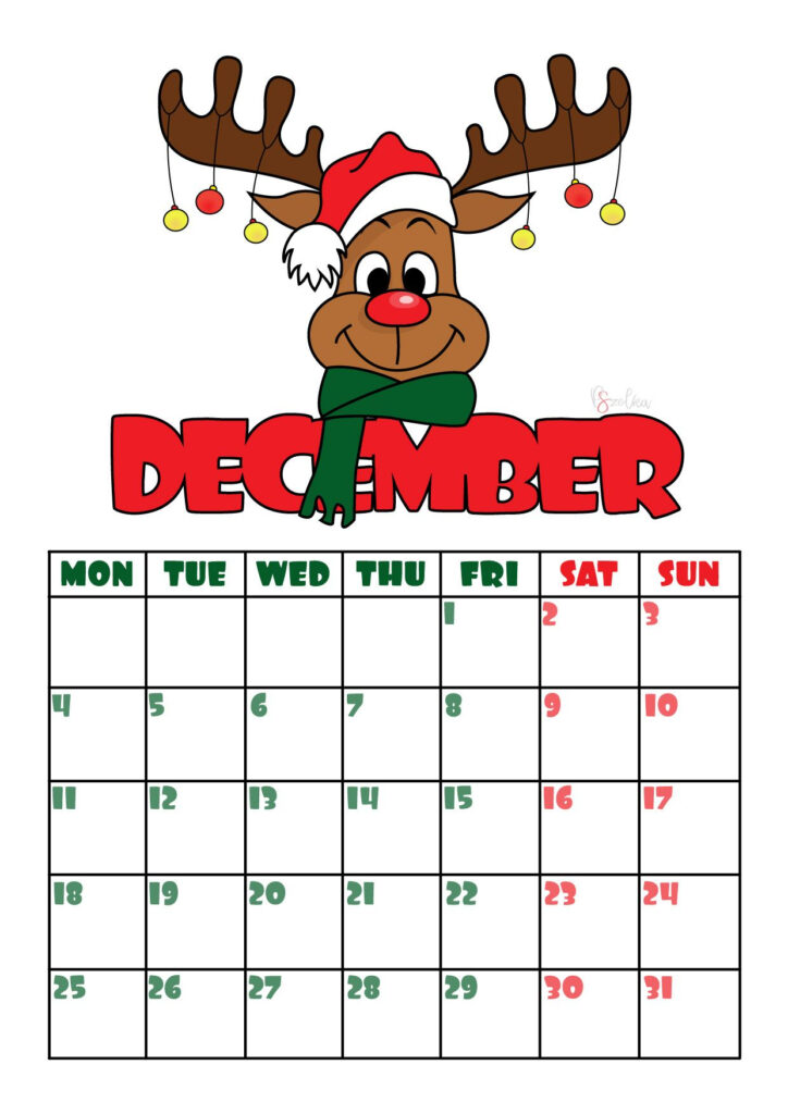 Show Me The Month Of December Calendar Printable And Enjoyable Learning