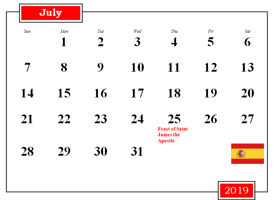 Spanish Calendar July Printable Word Searches