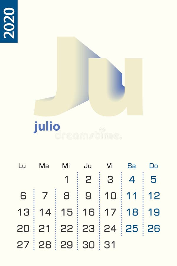 Spanish Calendar July Stock Illustrations 837 Spanish Calendar July 