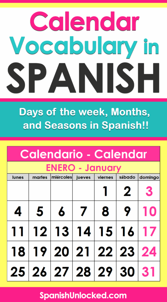 Spanish Calendar Printable