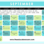 Teacher Self Care Calendar September The Educators Room