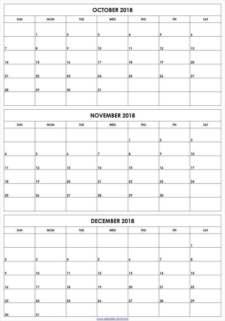 Three Month Calendar 2025 October November December January September 