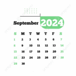 Transparent Calendar September 2024 Vector Monthly Calendar September