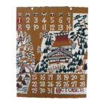 Vintage Japanese Hand Stenciled October Calendar Print Print Calendar
