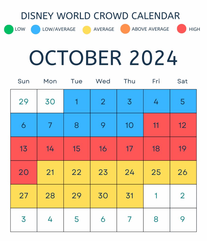 Walt Disney World Crowd Calendar October 2024 Kala Salomi