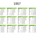 Year 1957 Calendar In English Stock Illustration Illustration Of