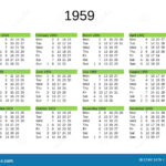 Year 1959 Calendar In English Stock Illustration Illustration Of