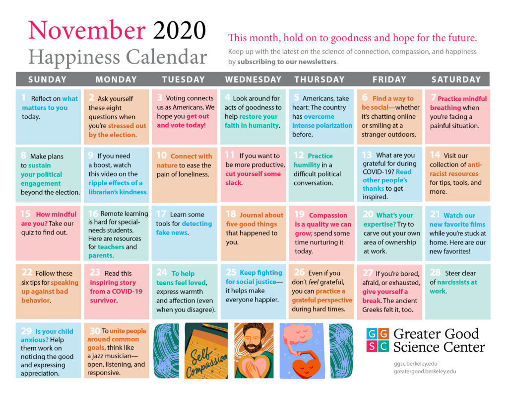 Your Happiness Calendar For November 2020